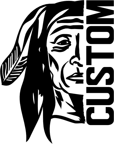 (s317-32-A) Native American Split Mascot Team Name Custom Text