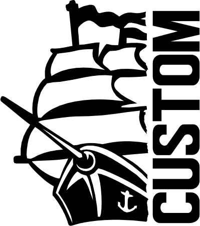 (s317-39-A) Clipper Pirate Ship Split Mascot Team Name Custom Text