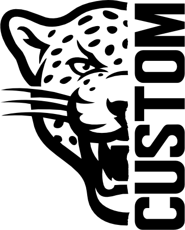 (s317-43-A) Leopard Jaguar Split Mascot Team Name Custom Text