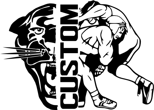 (317-02-C) Panther Split Mascot Wrestling Team Custom Iron-On Transfer