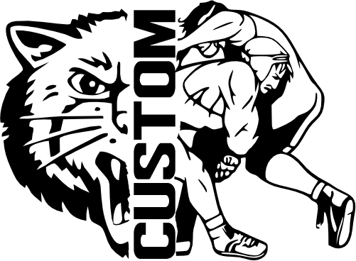 (317-03-C) Wildcat Split Mascot Wrestling Team Custom Iron-On Transfer