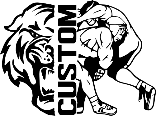 (317-05-C) Leopard Jaguar Split Mascot Wrestling Team Custom Iron-On Transfer