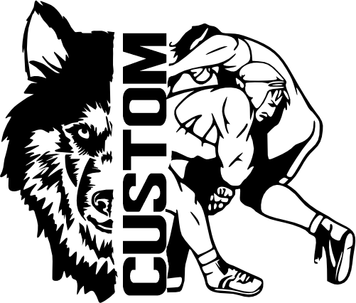 (317-09-C) Wolf Husky Split Mascot Wrestling Team Custom Iron-On Transfer