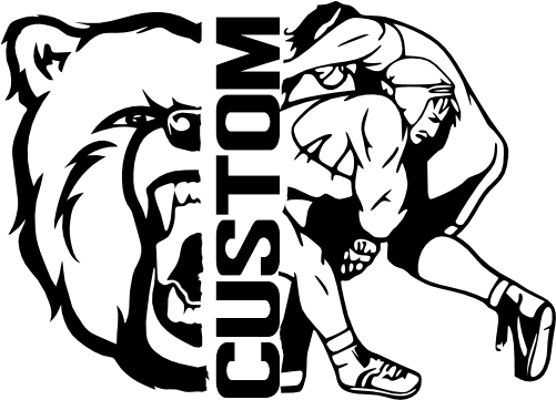 (317-10-C) Bear Split Mascot Wrestling Team Custom Iron-On Transfer