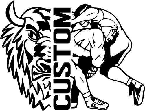 (317-11-C) Buffalo Split Mascot Wrestling Team Custom Iron-On Transfer