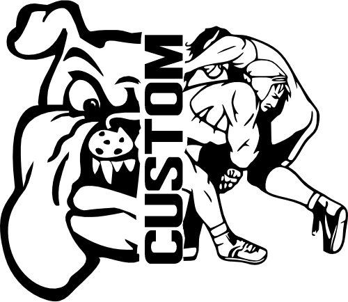 (317-13-C) Bulldog Split Mascot Wrestling Team Custom Iron-On Transfer