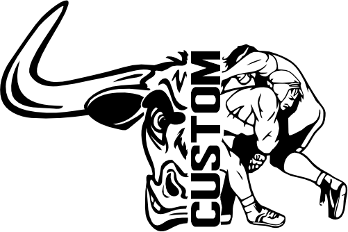 (317-15-C) Longhorn Split Mascot Wrestling Team Custom Iron-On Transfer