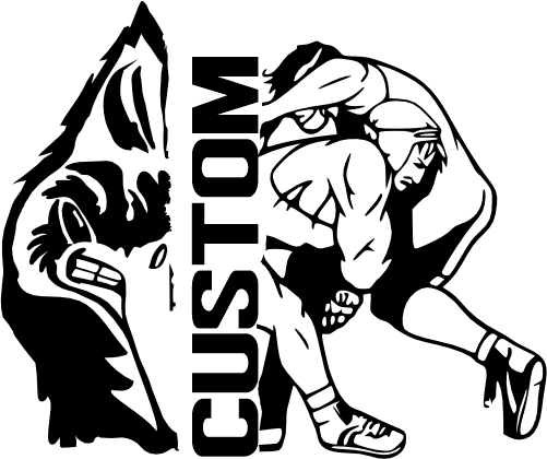 (317-16-C) Blue Jay Cardinal Split Mascot Wrestling Team Custom Iron-On Transfer