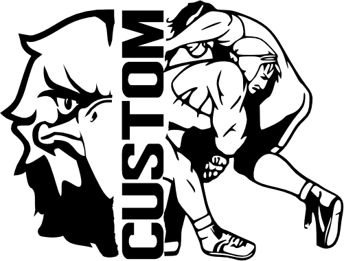 (317-18-C) Eagle Hawk Falcon Split Mascot Wrestling Team Custom Iron-On Transfer