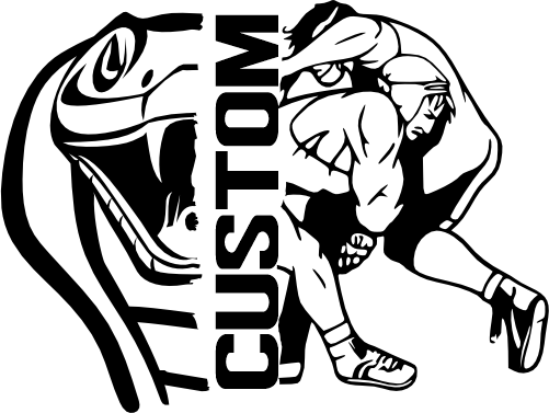 (317-22-C) Cobra Split Mascot Wrestling Team Custom Iron-On Transfer