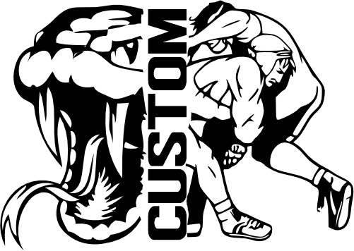 (317-23-C) Snake Split Mascot Wrestling Team Custom Iron-On Transfer