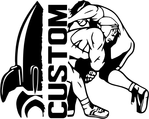 (317-27-C) Rocket Split Mascot Wrestling Team Custom Iron-On Transfer