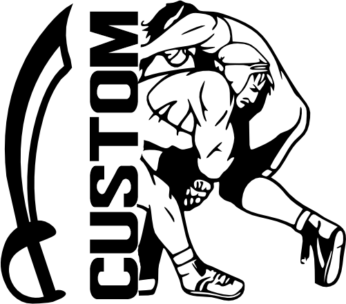 (317-28-C) Pirate Sabre Split Mascot Wrestling Team Custom Iron-On Transfer