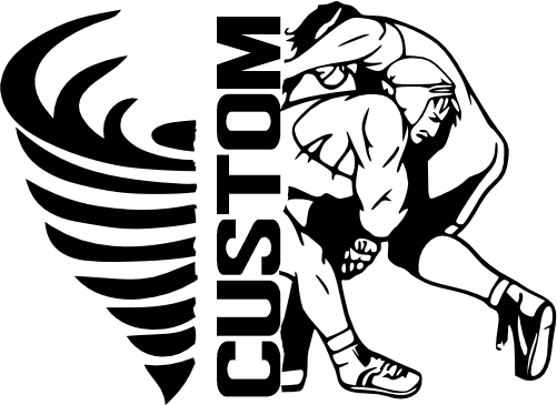 (317-29-C) Hurricane Cyclone Tornado Split Mascot Wrestling Team Custom Iron-On Transfer