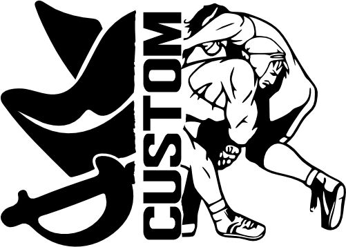 (317-30-C) Pirate Hat Sword Split Mascot Wrestling Team Custom Iron-On Transfer