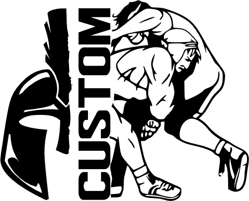 (317-31-C) Spartan Trojan Split Mascot Wrestling Team Custom Iron-On Transfer