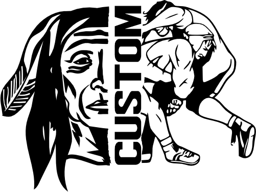 (317-32-C) Native American Split Mascot Wrestling Team Custom Iron-On Transfer