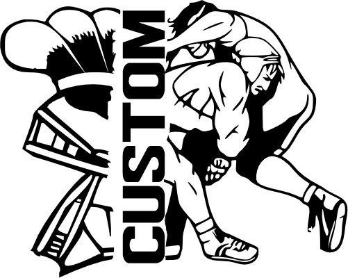 (317-33-C) Spartan Trojan Split Mascot Wrestling Team Custom Iron-On Transfer