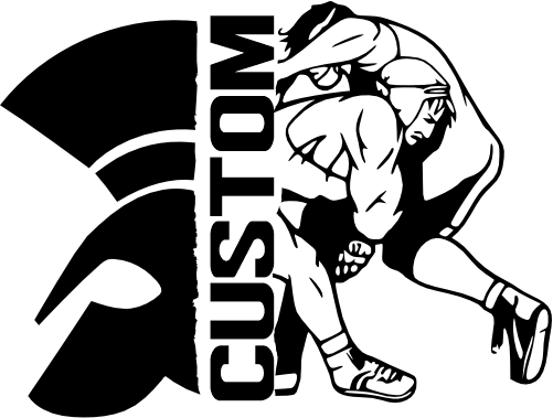 (317-35-C) Spartan Trojan Split Mascot Wrestling Team Custom Iron-On Transfer