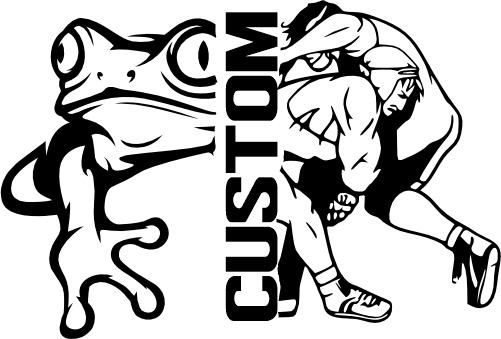 (317-38-C) Frog Split Mascot Wrestling Team Custom Iron-On Transfer