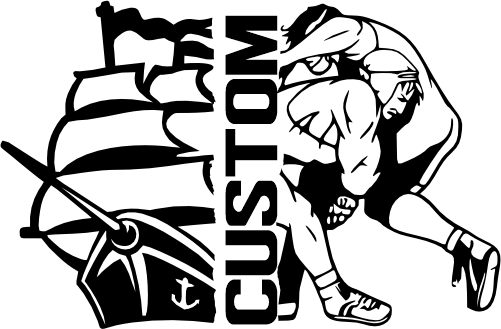 (317-39-C) Clipper Pirate Ship Split Mascot Wrestling Team Custom Iron-On Transfer