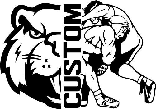 (317-40-C) Beaver Split Mascot Wrestling Team Custom Iron-On Transfer