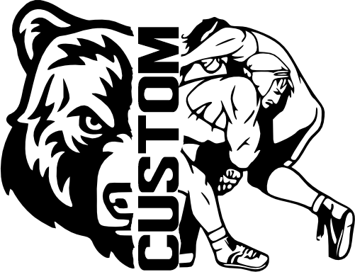 (317-41-C) Bear Split Mascot Wrestling Team Custom Iron-On Transfer