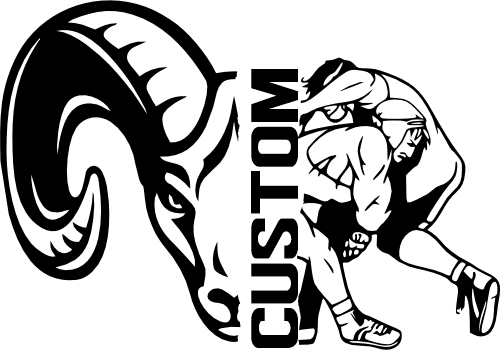 (317-42-C) Ram Split Mascot Wrestling Team Custom Iron-On Transfer