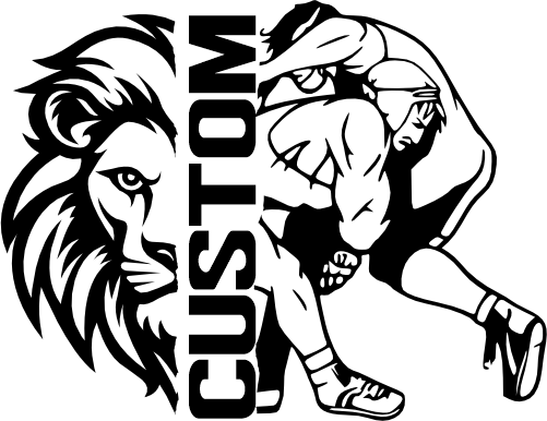 (317-44-C) Lion Split Mascot Wrestling Team Custom Iron-On Transfer