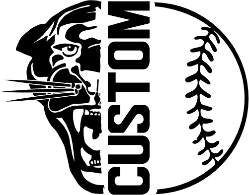 (317-02-E) Panther Split Mascot Baseball Softball Team Custom Iron-On Transfer