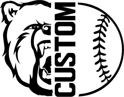 (317-10-E) Bear Split Mascot Baseball Softball Team Custom Iron-On Transfer