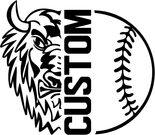 (317-11-E) Buffalo Split Mascot Baseball Softball Team Custom Iron-On Transfer