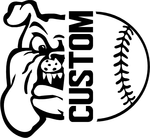 (317-13-E) Bulldog Split Mascot Baseball Softball Team Custom Iron-On Transfer