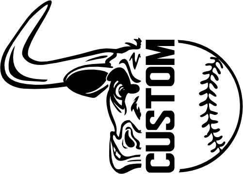 (317-15-E) Longhorn Split Mascot Baseball Softball Team Custom Iron-On Transfer