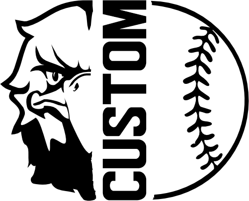 (317-18-E) Eagle Hawk Falcon Split Mascot Baseball Softball Team Custom Iron-On Transfer