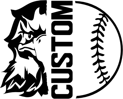 (317-19-E) Eagle Hawk Falcon Split Mascot Baseball Softball Team Custom Iron-On Transfer