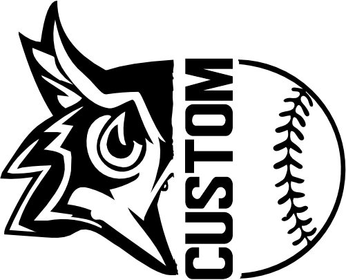 (317-20-E) Owl Split Mascot Baseball Softball Team Custom Iron-On Transfer