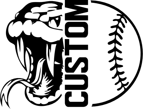 (317-23-E) Snake Split Mascot Baseball Softball Team Custom Iron-On Transfer