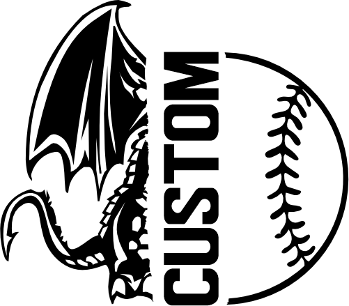 (317-24-E) Dragon Split Mascot Baseball Softball Team Custom Iron-On Transfer