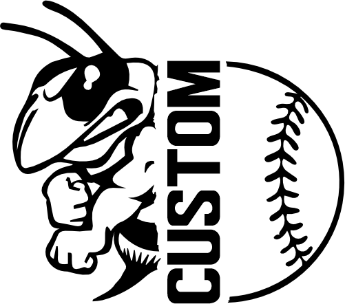 (317-25-E) Yellow Jacket Hornet Split Mascot Baseball Softball Team Custom Iron-On Transfer