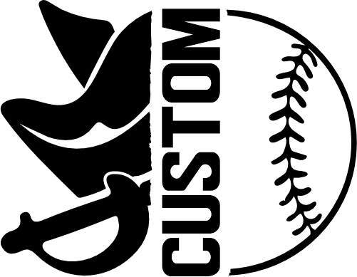 (317-30-E) Pirate Hat Sword Split Mascot Baseball Softball Team Custom Iron-On Transfer