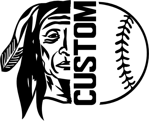 (317-32-E) Native American Split Mascot Baseball Softball Team Custom Iron-On Transfer