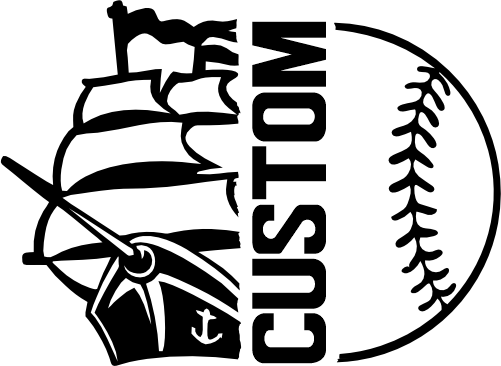 (317-39-E) Clipper Pirate Ship Split Mascot Baseball Softball Team Custom Iron-On Transfer