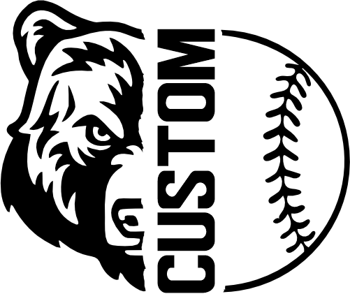 (317-41-E) Bear Split Mascot Baseball Softball Team Custom Iron-On Transfer