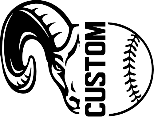 (317-42-E) Ram Split Mascot Baseball Softball Team Custom Iron-On Transfer