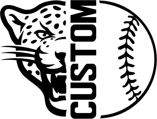 (317-43-E) Leopard Jaguar Split Mascot Baseball Softball Team Custom Iron-On Transfer