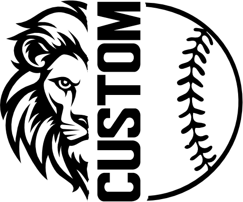 (317-44-E) Lion Split Mascot Baseball Softball Team Custom Iron-On Transfer