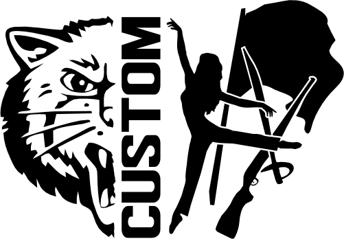 (317-03-I) Wildcat Split Mascot Color Guard Team Custom Iron-On Transfer