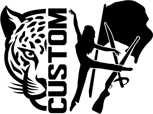 (317-05-I) Leopard Jaguar Split Mascot Color Guard Team Custom Iron-On Transfer