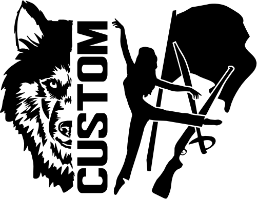 (317-09-I) Wolf Husky Split Mascot Color Guard Team Custom Iron-On Transfer